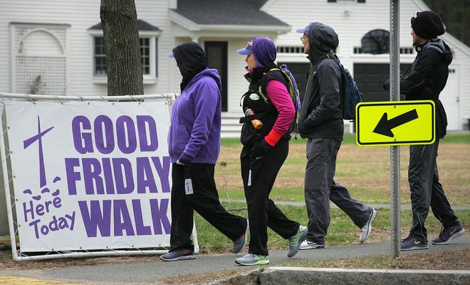 Walkers participate in the 43rd annual Walk on Good Friday in Hingham on Friday, April 18, 2014.