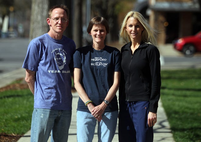 From left, local representatives George Patterson, Barbara Hodges and Michelle McCray will run in the 2014 Boston Marathon Monday. (Brittany Randolph/The Star)