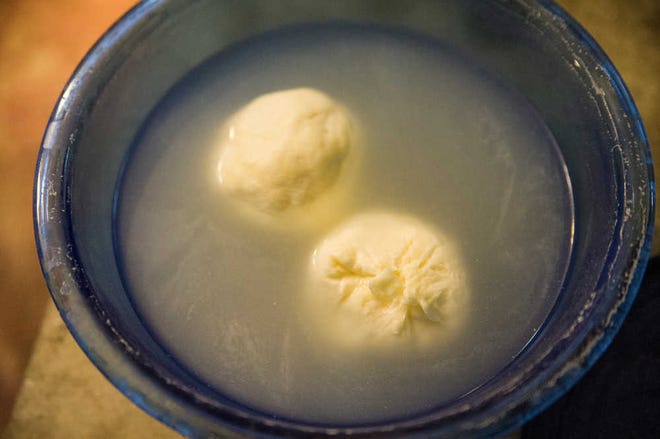 Participants learn how to make mozzarella (pictured), chevre, feta, paneer, ricotta and cheddar cheese, as well as butter and yogurt.