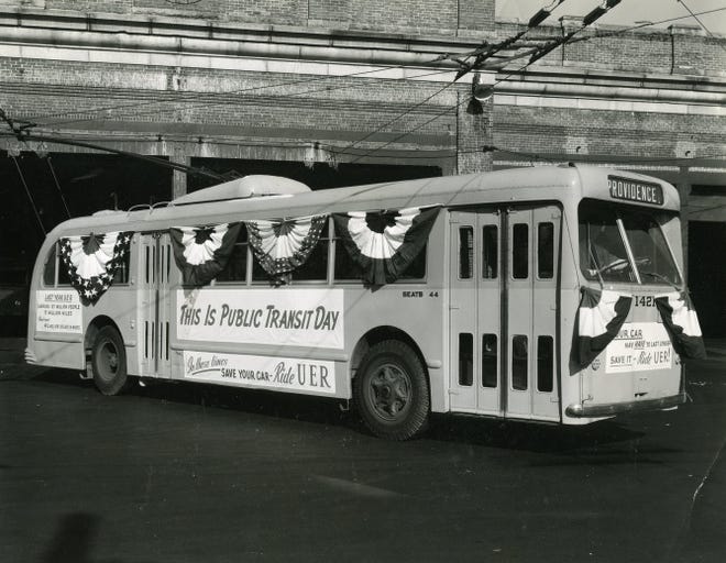 This Providence trolley was all dressed up for Public Transit Day in 1950.