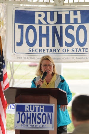 Secretary of State Ruth Johnson was at Kollen Park on Monday night to announce her candidacy for another term as Michigan's Secretary of State. Dennis R.J. Geppert/Sentinel Staff