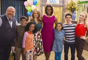 Michelle Obama with the cast of Jessie | Photo Credits: Disney Channel