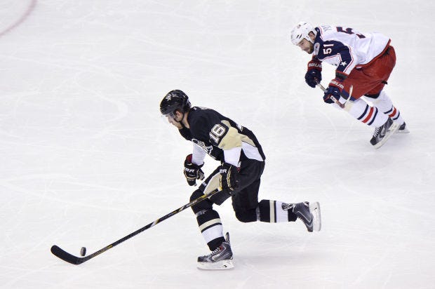 Brandon Sutter during the Pittsburgh Penguins' first-round playoff against the Columbus Blue Jackets on Wednesday, April 16, 2014, at Consol Energy Center in Pittsburgh.