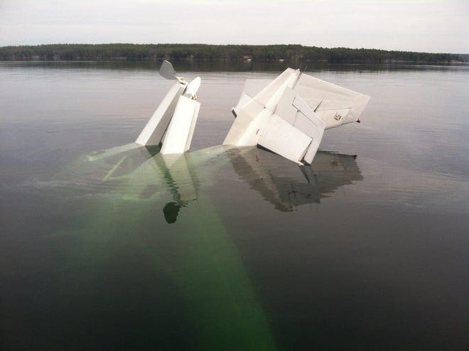 State police supplied this image of a Cessna fixed-wing aircraft that crashed Tuesday in Lake Winnipesaukee.