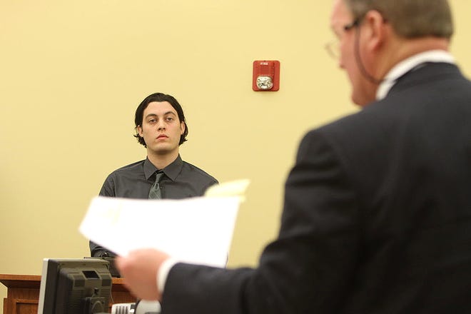 Jarred Lynch answers questions asked by his attorney John Harwood at his April 19, 2012, trial. Lynch was arrested in 2011 on charges related to a crash with a Pawtucket sergeant.