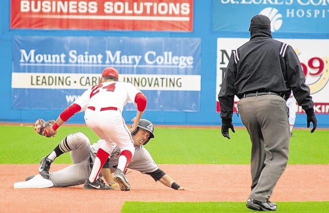 Army's Jon Crucitti slides into second ahead of the tag by Marist's Joey Aiola (24).