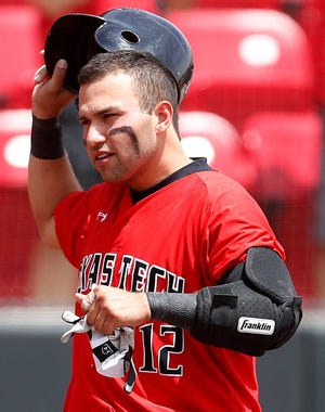 Texas Tech's Eric Gutierrez celebrates after hitting a home run against Oklahoma during their game on Saturday in Lubbock. (Tori Eichberger/AJ Media)