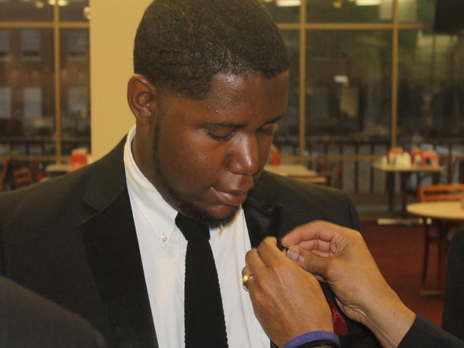 University of Alabama: Robert Stevenson, a sophomore at the University of Alabama majoring in early childhood education from Birmingham, was one of 11 young men who received pins signifying their membership in the Collegiate 100, an affiliate of the 100 Black Men of West Alabama Inc.