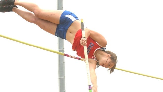 Westlake’s Nicole Summersett clears the bar during the Region II-5A pole vault finals Saturday, April 26, 2014 at the Hart-Patterson Track and Field Complex in Waco. Summersett won the event and will advance to the state meet.