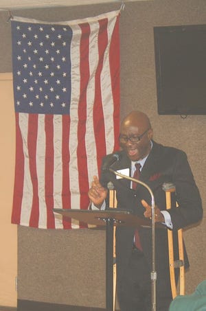Dr. Francis Achampong, chancellor of Penn State Mont Alto, shared the vision of the campus with about 40 people at the G-A Chamber of Commerce breakfast Tuesday.