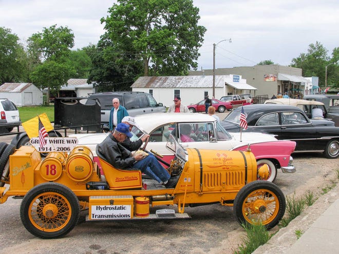A restored 1918 Buick racing car driven by Lawrence Herrs, of Washington, was one of the showstoppers of the 2006 Kansas White Way Car Run. This year's event on Saturday will mark the 100th anniversary of the first organizational meeting for the highway.