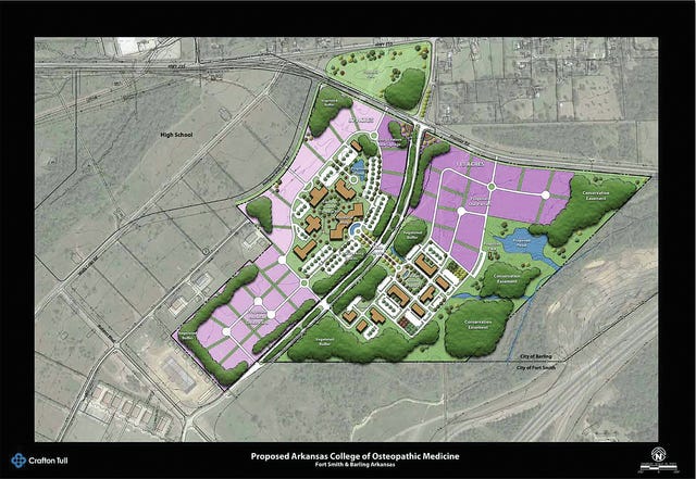 SUBMITTED PHOTO  /  An artist's rendering shows a proposed Arkansas College of Osteopathic Medicine planned at Chaffee Crossing.
