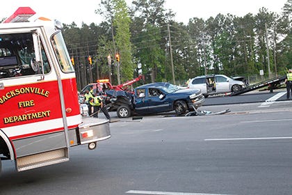 At 7:10 p.m. Tuesday, Jacksonville Police responded to a three-vehicle crash that occurred on N.C. 24 near Bell Fork Road and Ellis Boulevard.