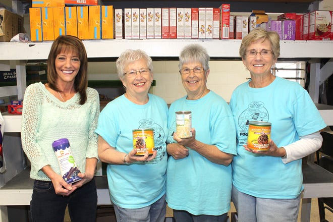 The annual food drive will be held in Kewanee Saturday. Donations collected will be delivered to the Kewanee Food Pantry. From left are Food Pantry director Lisa Janey, and officers Sandy Vickrey, Sandy Hill and Barb Gross.