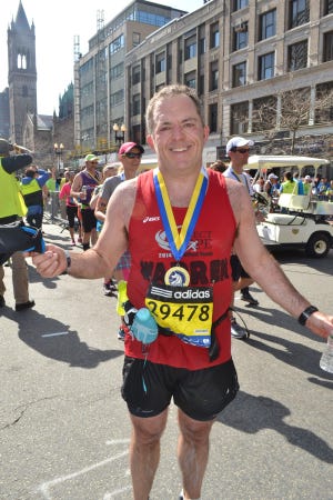 Sharon’s Warren Kirshenbaum was the second fastest finisher from Sharon and had an emotional experience on Marathon Monday. COURTESY PHOTO