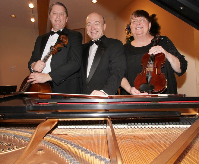 A chamber concert of Beethoven works will feature, from left, cellist Joseph Corporon, pianist Michael Rickman and violinist Susan Pitard Acree. The trio will perform Sunday May 11 at Stetson University in DeLand.