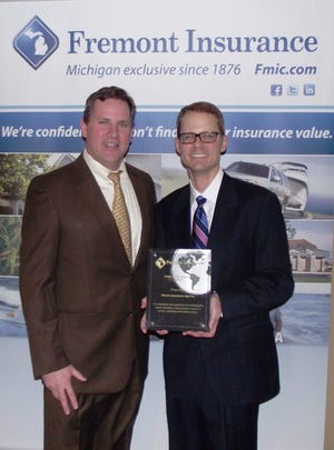 Mark Doane (left) from Doane Insurance is pictured with Kevin Kaastra from Fremont Insurance. Doane Insurance Agency has been named as one of the company’s Five Star Agency award winners. (Courtesy photo)