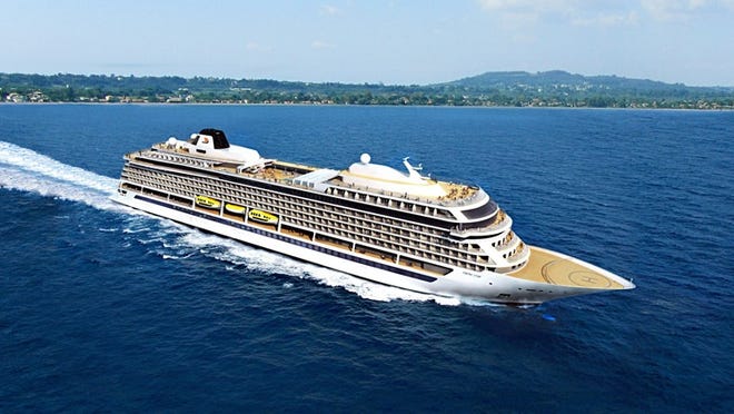 A rendering of Viking Star, the first ship ordered by Viking Ocean Cruises, due in May 2015. The ship will have 928 passengers and all-verandah staterooms. (Courtesy of Viking Ocean Cruises)