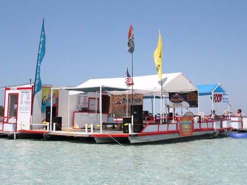 The floating Crab Island online restaurant was destroyed by a spring squall. Owner Mike Depass is hoping to rebuild to take advantage of the summer season.