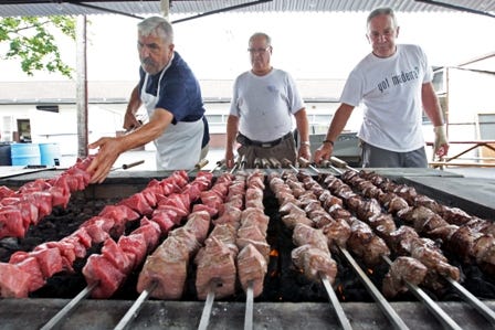 One "must" experience of the Feast is the process of cooking your own carne de espeto.