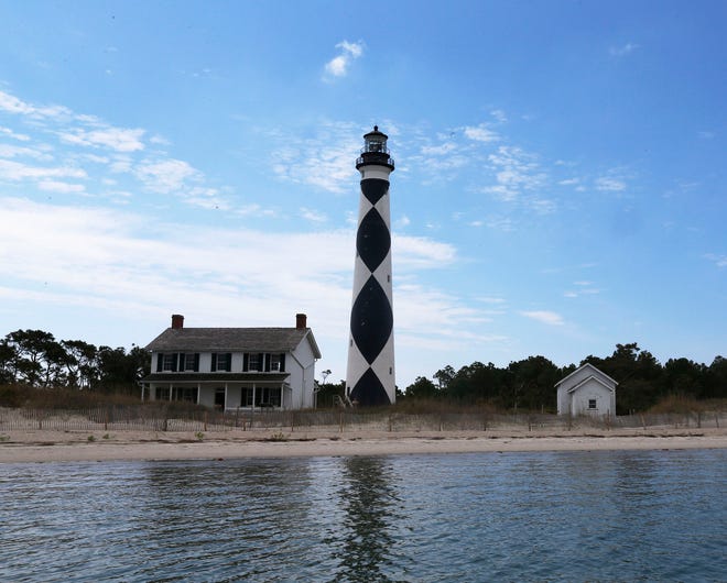 Cape Lookout Lighthouse, whose light can be seen from Atlantic Beach, can only be visited by boat.