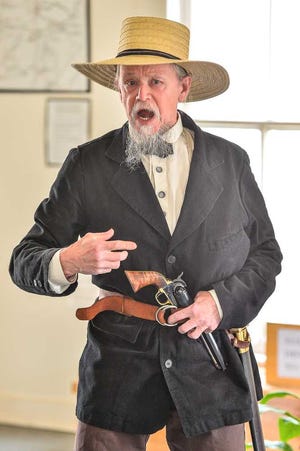 Rich Ankerholz, of Oskaloosa, portrays abolitionist John Brown during a recent performance of "Bleeding Kansas Characters" by the Lecompton Reenactors at Constitution Hall State Historic Site in Lecompton. Erected in 1856, Constitution Hall is where the Kansas territorial government convened.
