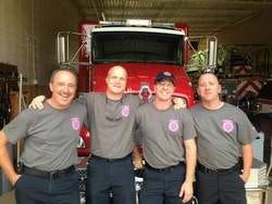 Cowpens firefighter Patrick Schultz (third from left) suffered burns after the plane he was piloting crashed in Florida early Sunday. Schultz's mother, aunt and nephew were killed in the crash.