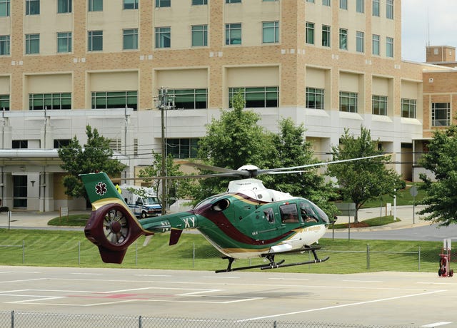 Air Care was used to move patients from a wreck to the Randolph Hospital on Friday, May 30, 2014. (John E. Abernethy/The Courier-Tribune)