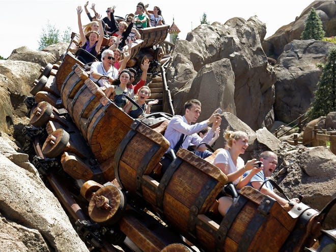 The family friendly roller coaster Seven Dwarfs Mine Train at Magic Kingdom in the New Fantasyland opened May 28.
