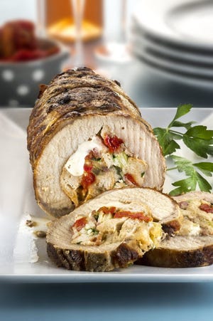 Pork loin with Chef Ted Reader's Mediterranean stuffing makes a great summer recipe.