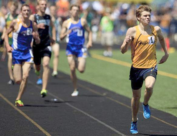 Zach Hardway won the 800-meter dash during Saturday's Division III State Track meet at Comstock Park. PHOTO BY JILL HARDWAY
