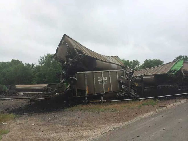 A Union Pacific coal train derailed near Frankfort on Monday morning. Twelve of the 137 cars derailed, and 1,000 feet of track were damaged in the wreck.