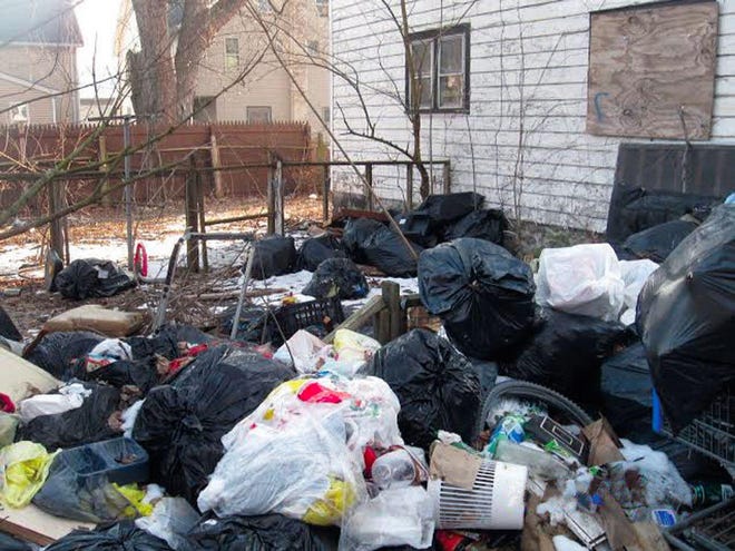 Illegal dumping is strewn in a lot on Garfield Street in Stroudsburg.