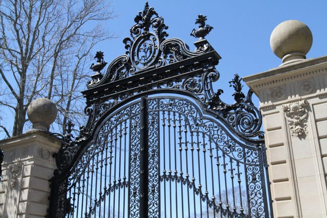 The ornate gates at The Breakers mansion in Newport.