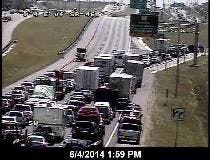 A traffic camera shows motorists being diverted to State Road 46 following a fatal wreck near Sanford.