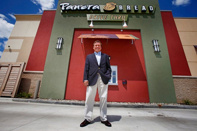 Sam Covelli, chairman of Covelli Enterprises, Inc., poses in front of a new Panera Bread on Aug. 11, 2011 in Hilliard, Ohio. Covelli is the single largest franchisee of Panera Bread bakery cafes in the country and plans to expand the number of Panera Breads in Columbus. The new models of the restaurant will have drive-thrus as pictured.