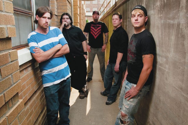 Charlie Fuson, drums, Zakky Khrist, vocals, Jeremy Roberts, guitar, Wes Norman, lead guitar and Mathew Mounts, bass and vocals. (Paul Church / The Courier-Tribune)