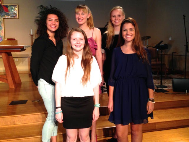 Fletcher High award winners front left to right Madison McCarty, Elizabeth Smith; back left to right Anastasia Pedersen, Hannah Grace Frazier, Bella Grigsby.