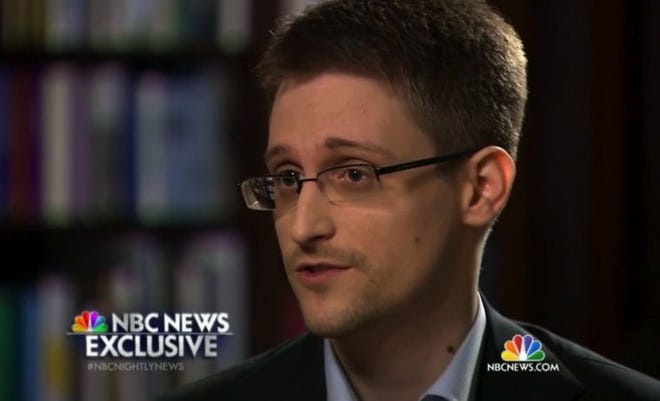 Eric Snowden talks to NBC's Brian Williams in a May 27 interview.