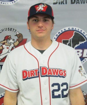 In photo, Leominster native Kevin O’Connor, was handed the ball to start the season for the Dirt Dawgs against Pittsfield