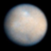 Ceres, pictured by the Hubble Space Telescope. Dawn Spacecraft is expected to reach Ceres in 2015.

NASA