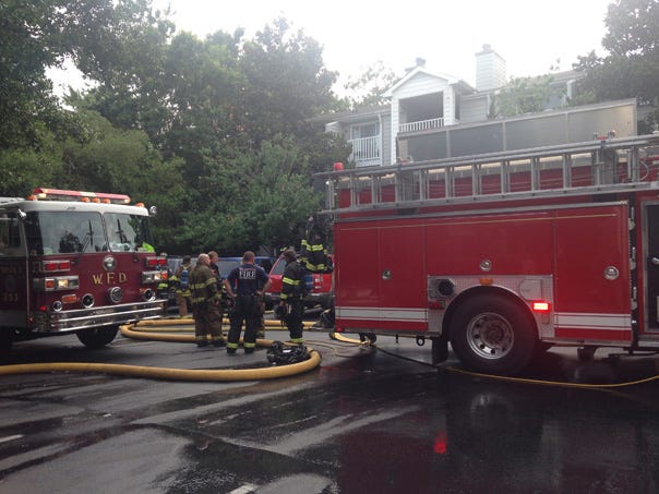 Fire crews responded Sunday to a fire at Colonial Grand Apartments.