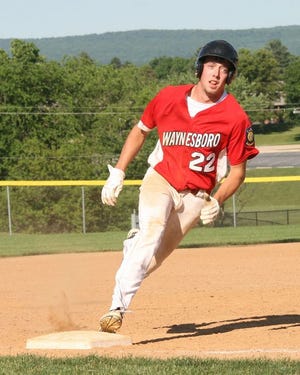 Waynesboro Post 15's Ben Gsell rounds third base during Saturday's Franklin County American Legion League baseball game against Chambersburg at Indian Field.