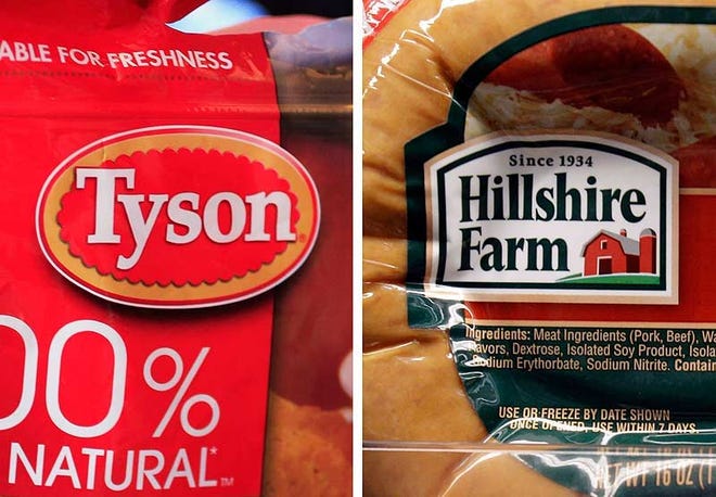 The deal would allow Tyson to boost its presence in brand-name prepared foods like Hillshire Farm sausage, which are more profitable than fresh meat such as chicken breasts.
