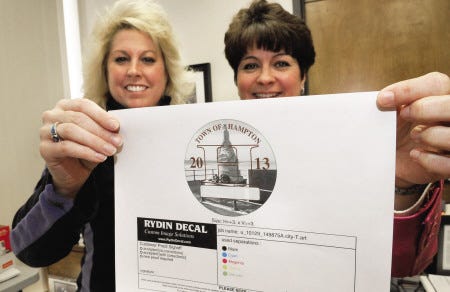 The designer stickers are back after Town Clerk Jane Cypher and Parks and Recreation Director Dyana Martin raised $22,000 for the Hampton Parks and Recreation Department’s scholarship fund with the last decal.