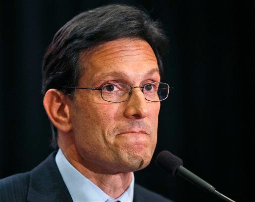 House Majority Leader Eric Cantor, R-Va., delivers a concession speech in Richmond, Va., Tuesday, June 10, 2014. Cantor lost in the GOP primary to tea party candidate Dave Brat.