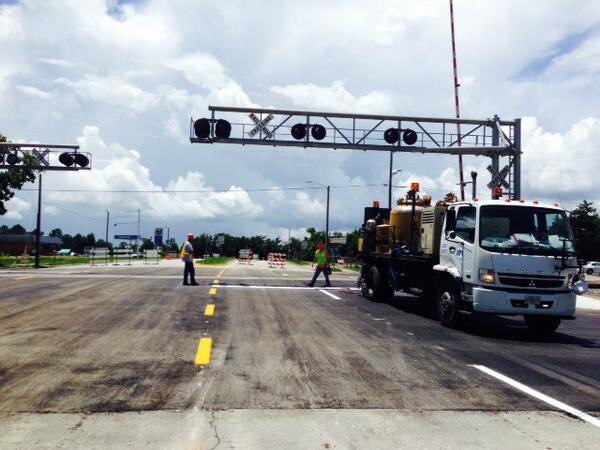 This photo from the Florida Department of Transportation District 2 Twitter account shows workers wrapping up work on a railroad crossing south of Hawthorne.