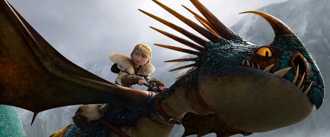 This image released by DreamWorks Animation shows the character Astrid, voiced by America Ferrera, in a scene from "Hot To Train Your Dragon 2." (DreamWorks Animation)