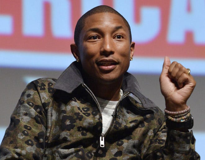 Pharrell, who has the longest-running No. 1 song so far this year with "Happy," wrote the tune alone.
