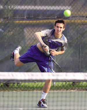 Winnacunnet High School’s Ross Kenney played a marathon match against Londonderry’s Ryan Broderick in the NHIAA singles semifinals on Tuesday in Manchester. Broderick won, 6-4, 7-5 in three hours, 23 minutes.